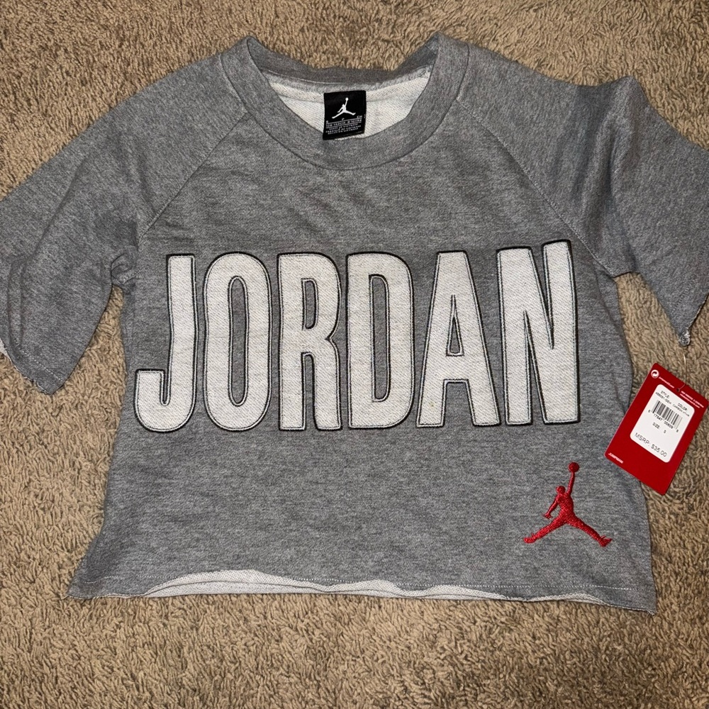 Jordan Gray Tee with Red Logo